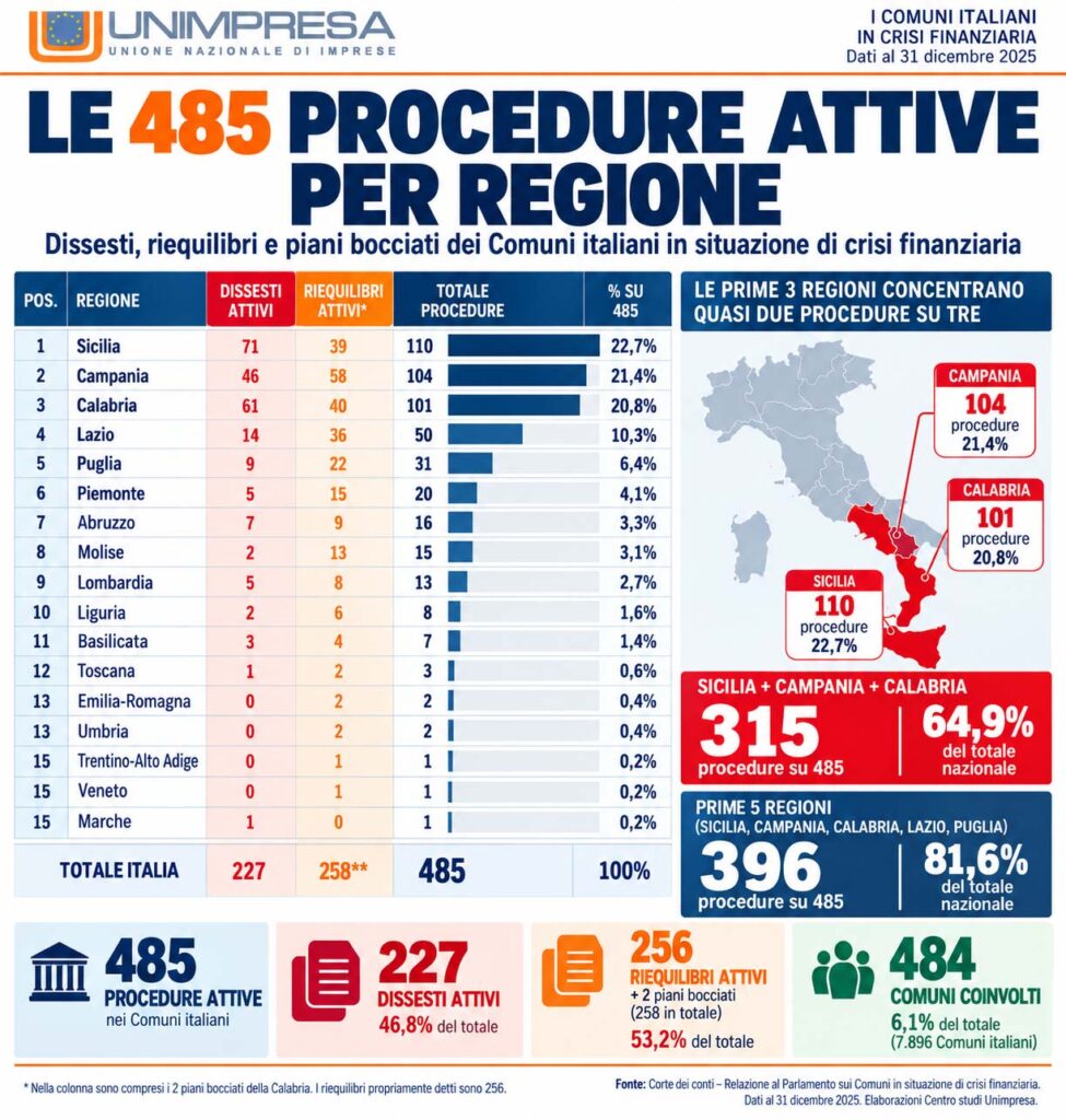 Comuni in crisi finanziaria